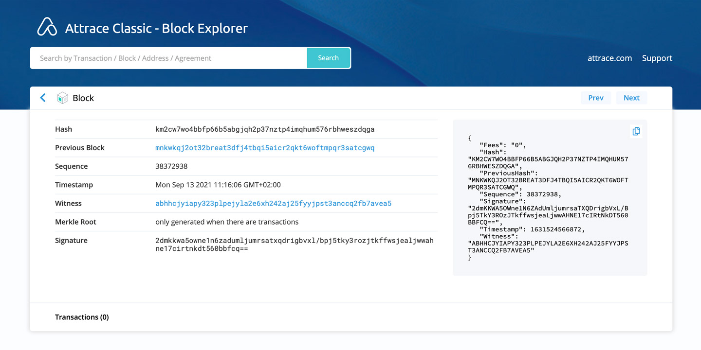 Visual Attrace Clasic Block Explorer